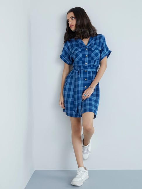 Nuon by Westside Blue Checkered Dress Price in India