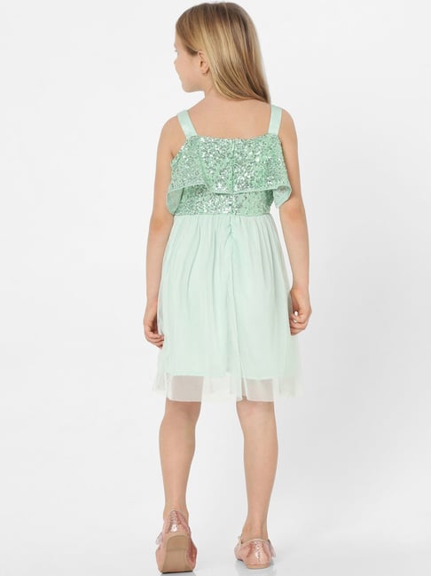 Women Fit and Flare Light Green Dress | S3W170 – S3 Fashions
