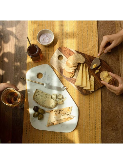 Ellementry Natural Duo White & Brown Marble Chopping Board with Wooden Chopping board