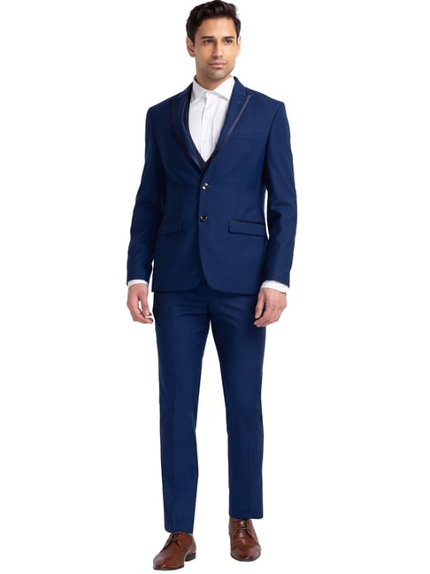 Park Avenue Blue Super Slim Fit Three Piece Suit