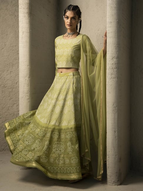 Emerald Green Emerald Green Embroidered Lehenga Choli With Dupatta by  STUDIO 41 JAIPUR for rent online | FLYROBE
