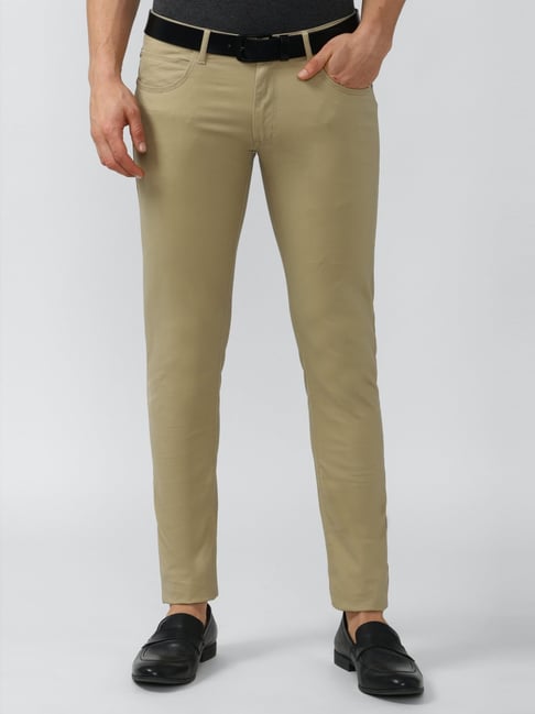 Buy Peter England Casuals Khaki Slim Fit Trousers for Mens Online  Tata  CLiQ
