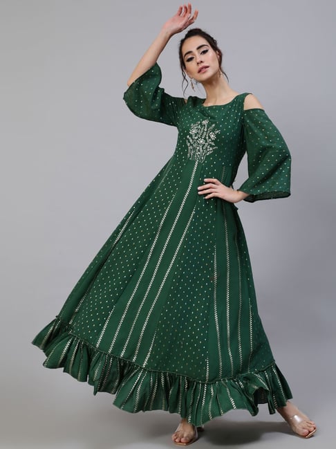 Aks green 2025 maxi dress