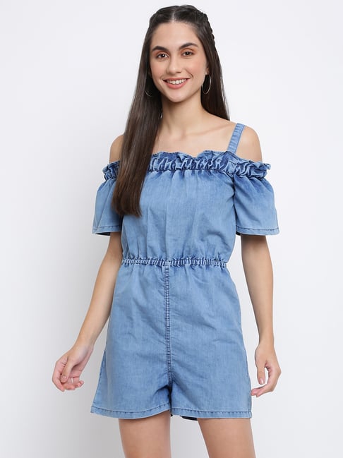 Buy Belliskey Blue Shoulder straps Jumpsuit for Women Online