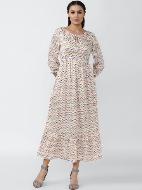 Van Heusen White Printed Maxi Dress Price in India
