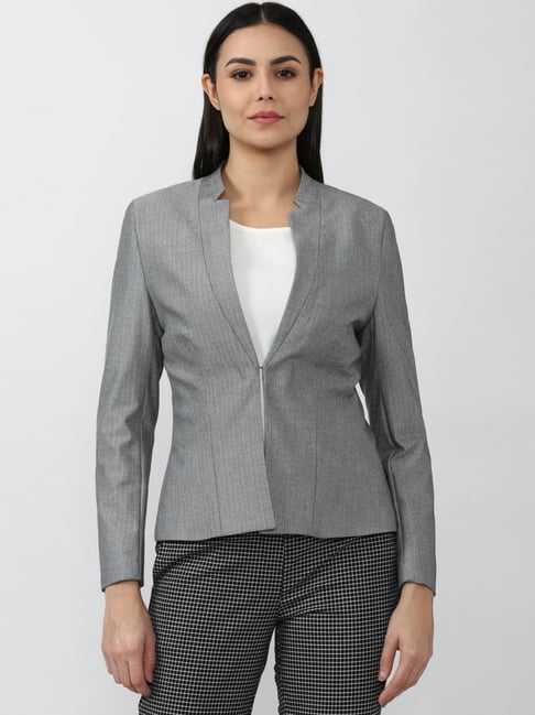 Van Heusen Grey Cotton Regular Fit Blazer