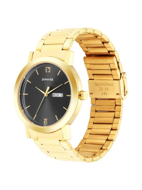 Sonata discount golden watch