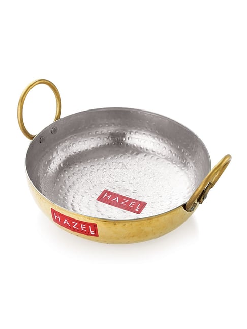 HAZEL Gold Brass Hammered Kadhai with Kalai 24cm (2.65 L)-picture-42
