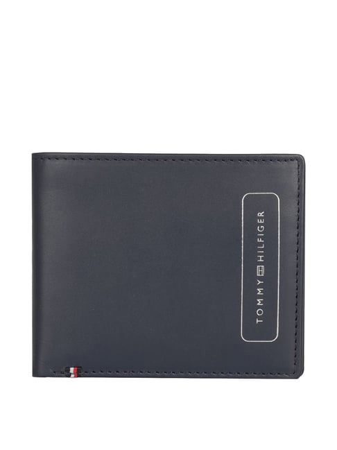 tommy hilfiger navy casual leather bi-fold wallet for men