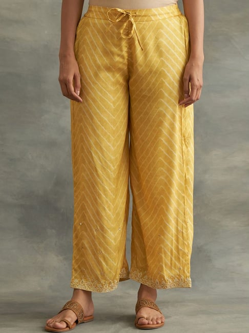 Buy Gold Printed Palazzo Pants Online - W for Woman