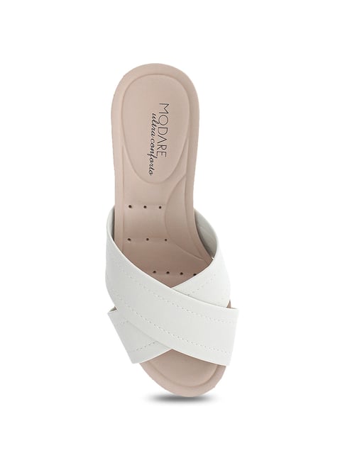 Buy Modare Women's Off White Cross Strap Sandals for Women at Best