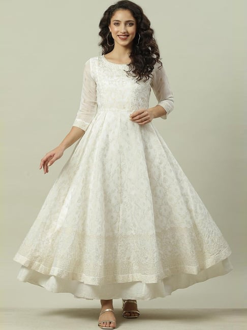 Biba white anarkali discount suit