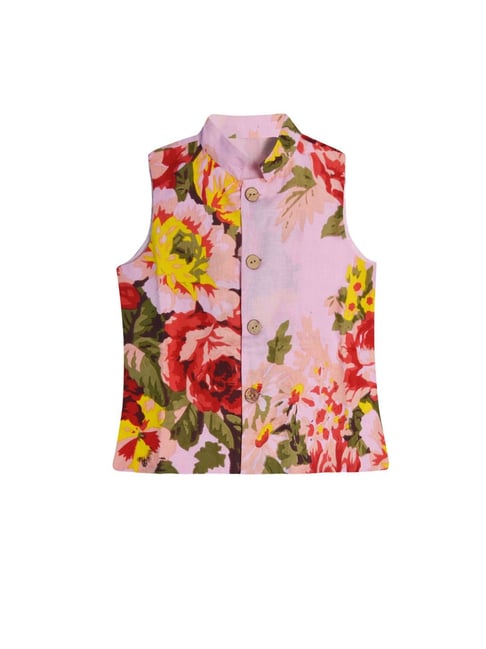 A.T.U.N. Boys Pink Floral Print Nehru Jacket-picture-11