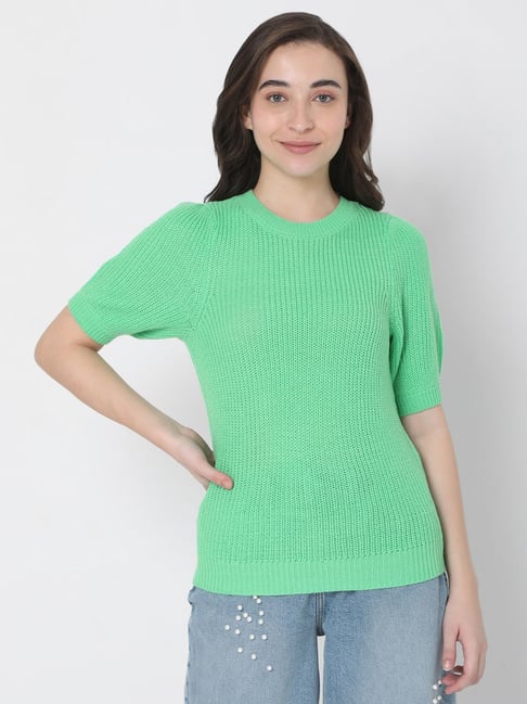 Buy Vero Moda Green Self Design Sweater for Women Online Tata CLiQ