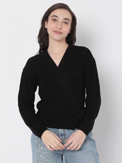 Vero Moda Black Self Design Cardigans