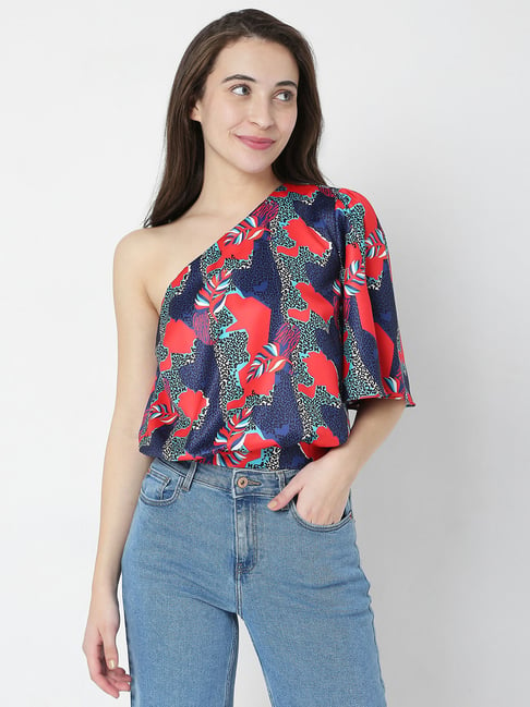 Vero Moda Navy & Red Printed Top