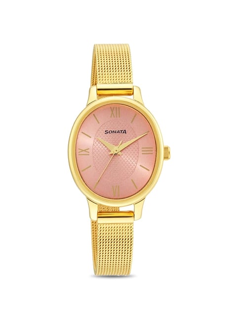 Sonata analog gold dial best sale women's watch