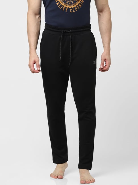 Jack & Jones Black Cotton Regular Fit Trackpants