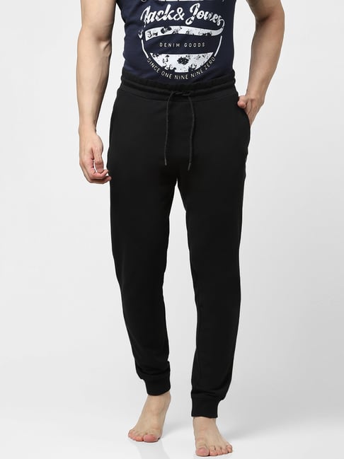 Jack & Jones Black Cotton Regular Fit Joggers