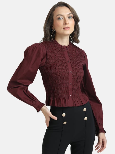 Kazo Maroon Regular Fit Shirt Price in India