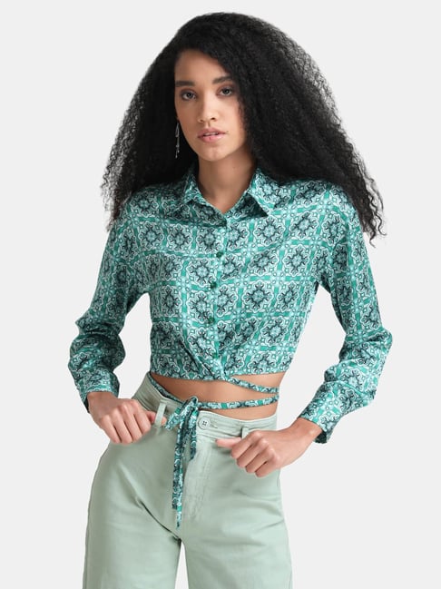 Kazo Green Regular Fit Floral Print Shirt Price in India