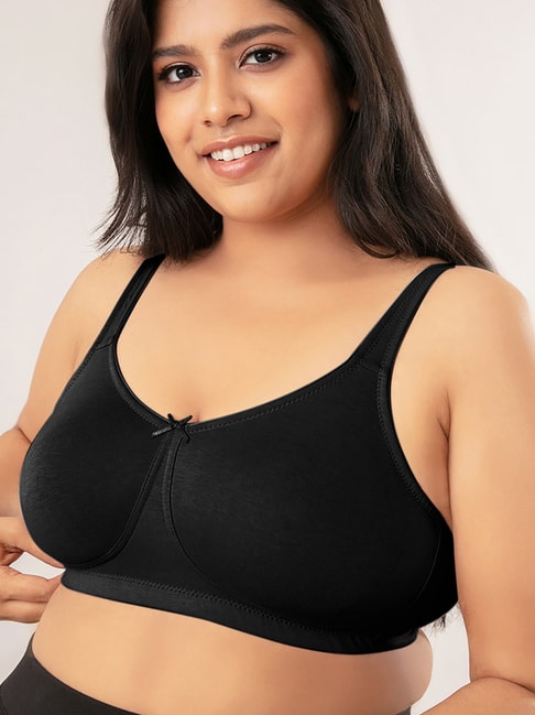 Nykd Flawless Me Breast Separator Cotton Bra - Non Padded, Wireless, Full  Coverage - Black