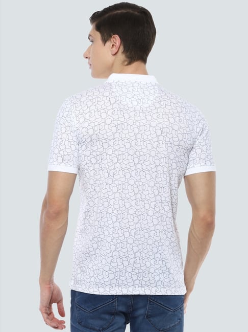 Louis Philippe white slim fit cotton polo t shirt - G3-MTS16306 