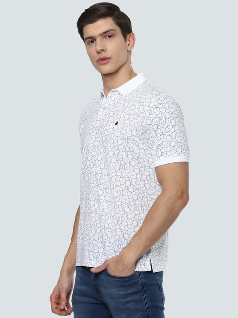 Louis Philippe white slim fit cotton polo t shirt - G3-MTS16306 