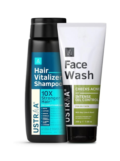 Ustraa Hair Vitalizer Shampoo & Face Wash Oily Skin