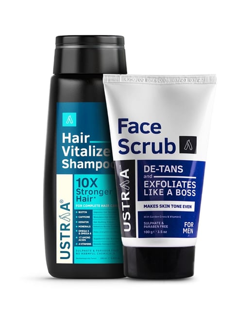 Ustraa Hair Vitalizer Shampoo & De Tan Face Scrub