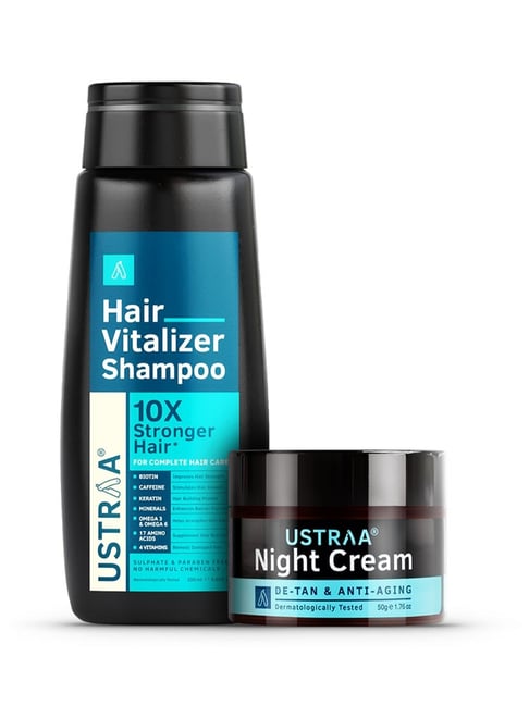 Ustraa Hair Vitalizer Shampoo & De Tan Night Cream