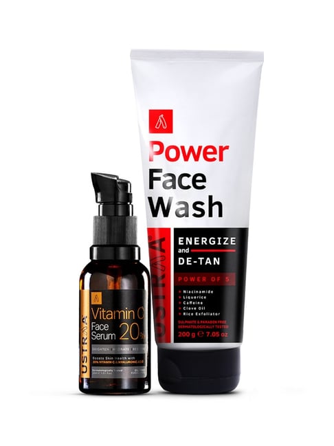 Ustraa Vitamin C Face Serum & Power Energize and De Tan Face Wash