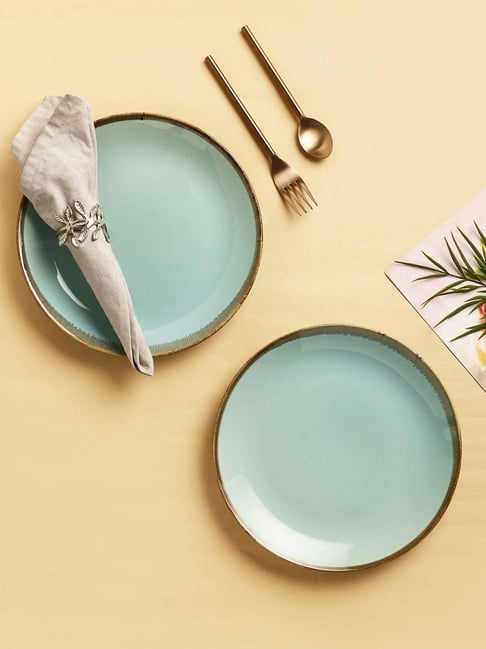 Buy VarEesha Tranquil Mint Sage Green Ceramic Dinner Plate Set