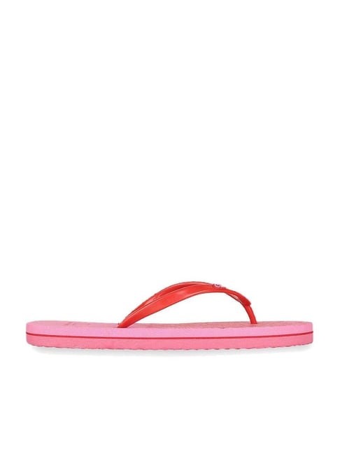 Carlton London Women's Red & Pink Flip Flops