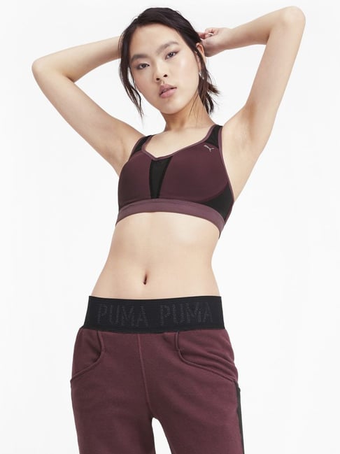 Buy Puma Purple & Black Color-Block Running Bra for Women Online @ Tata CLiQ