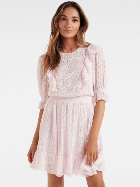 Forever New Pink Lace Work Skater Dress Price in India