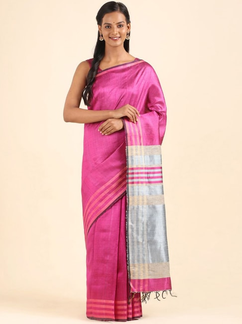 Taneira Pink Saree With Unstitched Blouse Price in India