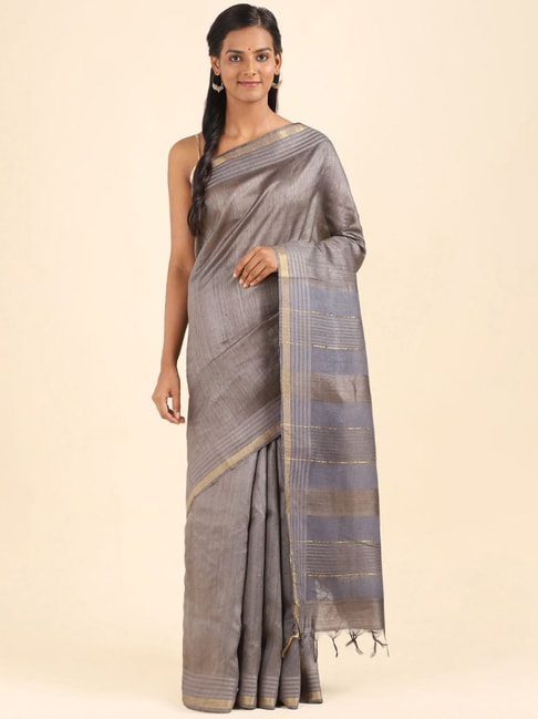 Taneira Grey Woven Saree With Unstitched Blouse Price in India