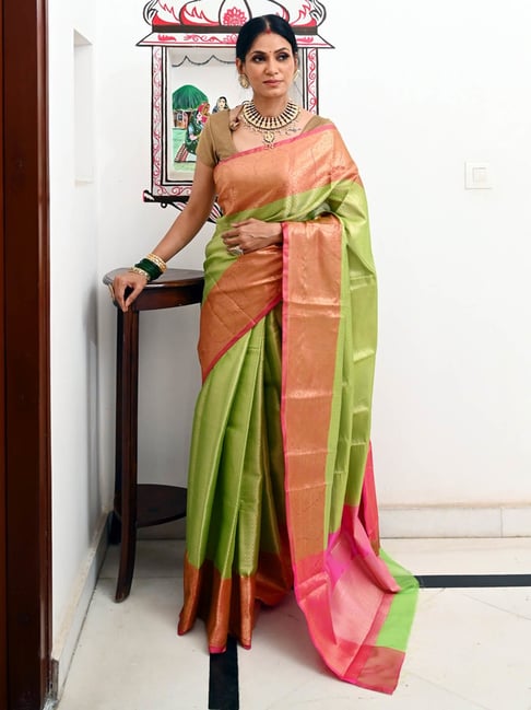 Shop silk saree: Green pure kosa silk saree online at bebaakstudio.com –  Bebaak