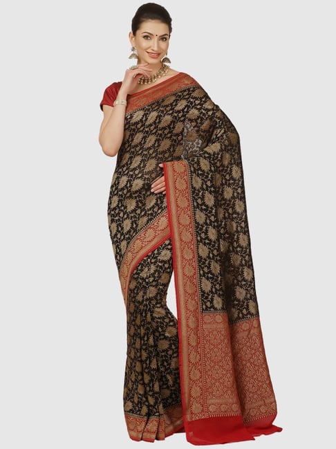 Black Soft Banarasi Silk Saree