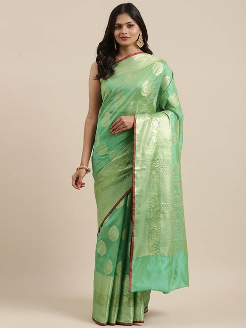 Buy Banarasi Silk Works Green Silk Woven Saree With Unstitched Blouse for  Women Online @ Tata CLiQ