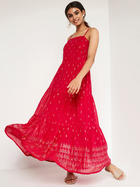 Buy Global Desi Fuchsia Printed Maxi Dress for Women's Online @ Tata CLiQ