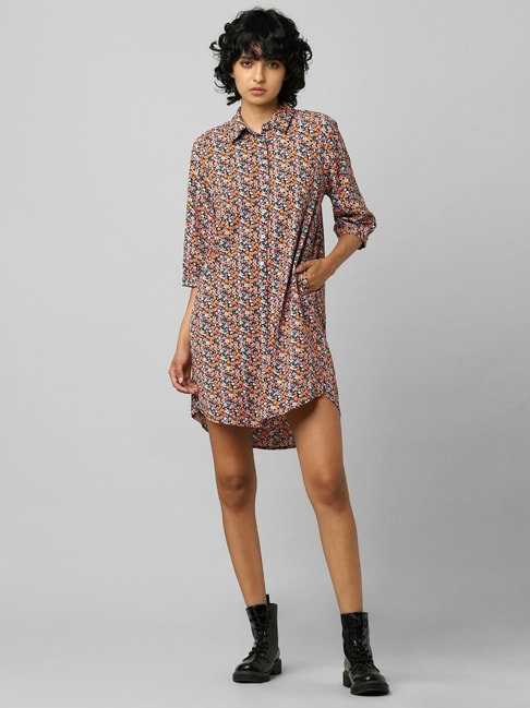Only Multicolor Printed Shirt Dress Price in India