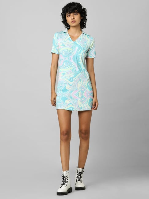 Only Blue Printed T-Shirt Dress