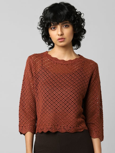 JDY By Only Brown Round Neck Sweater