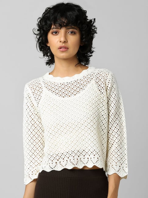 JDY By Only White Round Neck Sweater