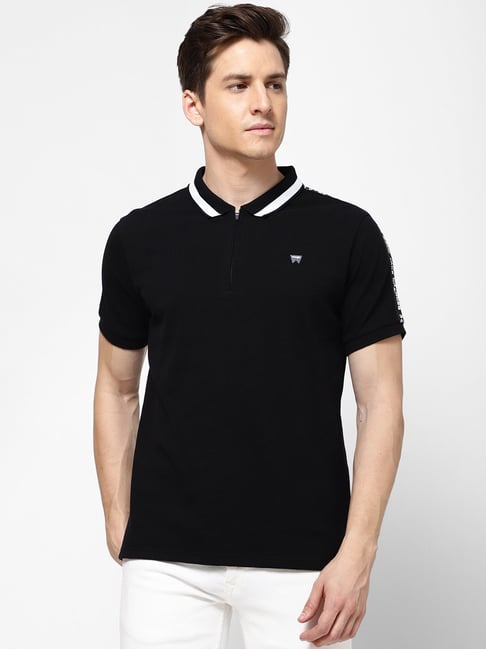 Wrangler Black Regular Fit Polo T-Shirt