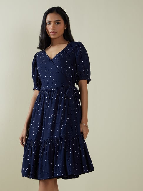 LOV by Westside Navy Printed Tiered Dress Price in India