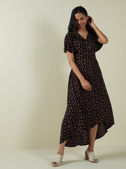 Buy LOV by Westside Navy Floral-Printed High-Low Dress for Online @ Tata  CLiQ