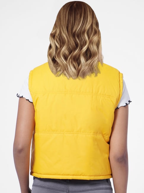 Buy online Mustard Self Design Regular Jacket from jackets and blazers and  coats for Women by Oxolloxo for ₹789 at 61% off | 2024 Limeroad.com